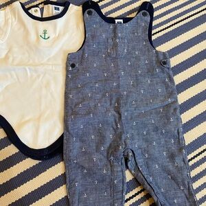Baby Blue Overalls and Onesie Set